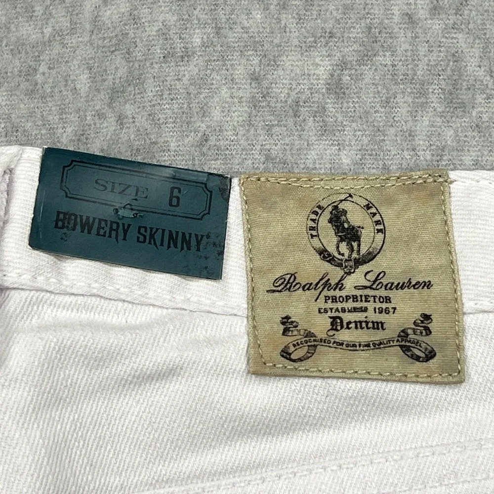 NEW Ralph Lauren Bowery Skinny Jeans Youth Girls' 6 White Denim Skinny Pants‎